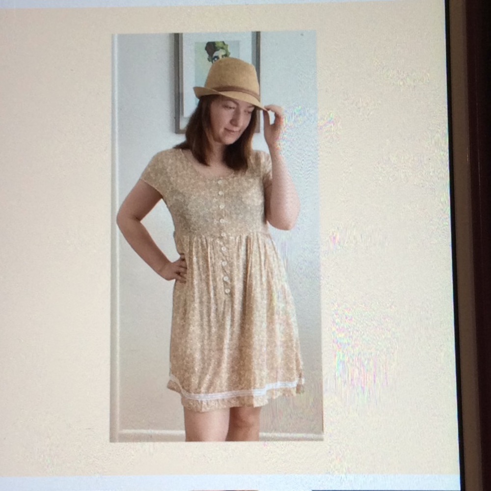 Flowers and lace mini dress.